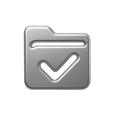 Poster - Metallic Grey Folder Icon with Checkmark on Dark Background