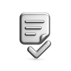 Poster - Silver 3D Document Check Icon on Gray Background