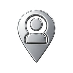 Poster - Silver 3D Map Pin Icon on Grey Background