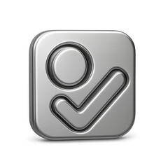 Poster - Silver Checkmark Icon on Square Button