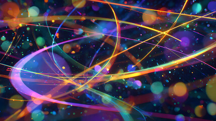 Poster - colorful light trails: a mesmerizing abstract composition of vibrant light trails, weaving a dance o