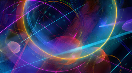 Poster - abstract neon lights: a mesmerizing abstract art piece featuring vibrant, iridescent neon lights int