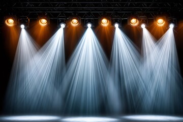 Aufkleber - Bright stage lights illuminating empty stage for show performance