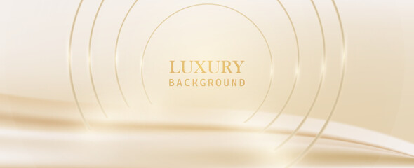 Poster - luxury abstract background with glitter light effect decoration, soft golden glow, and circular fram