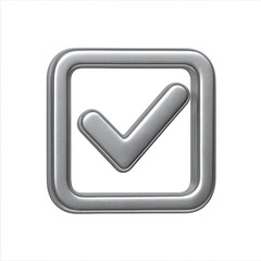 Poster - Silver Metallic Check Mark Icon on Transparent Background