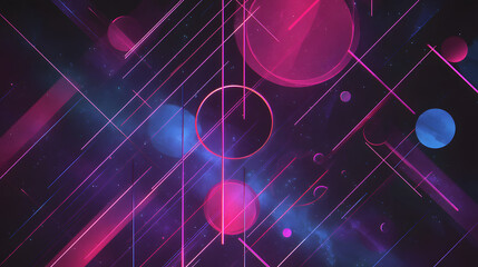 Poster - cosmic geometry: a mesmerizing abstract composition of geometric shapes, including lines, circles, a