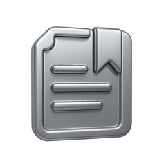 Poster - Silver Metallic Document Icon with Bookmark