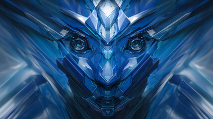 Poster - abstract mechanical being: a mesmerizing close-up of an abstract, mechanical entity rendered in cool