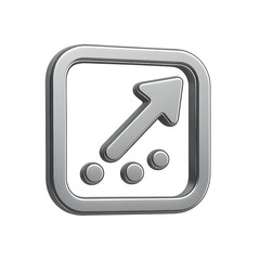 Poster - Silver Metallic Upward Arrow Icon on Transparent Background