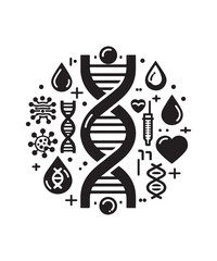 dna flat genetic icon vector flat black trendy style vector on white background.