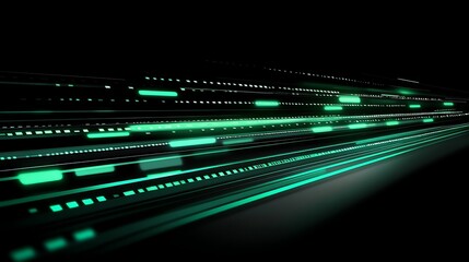 Poster - Abstract Futuristic Green Light Streaks on Dark Background