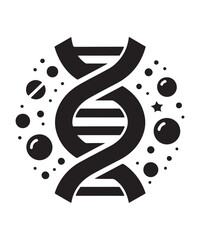 dna flat genetic icon vector flat black trendy style vector on white background.