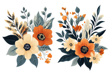 Aufkleber - Bright floral arrangement featuring vibrant blooms and greenery on a transparent background ideal for various design projects and creative purposes