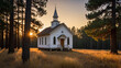 © @foxfotoco - White Country Church in Field at Sunset