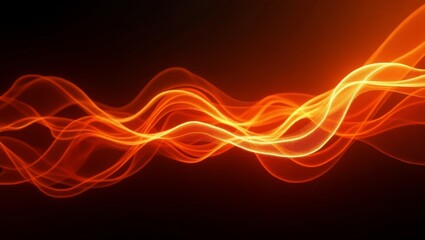 Fototapete - Abstract Light Waves Create a Dynamic Pattern Showcasing Vibrant Orange Colors Against the Dark Backdrop of a Digital Space