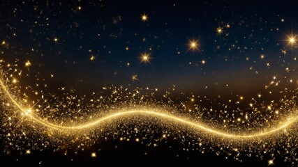 Poster - Magical Golden Sparkles Create a Whimsical Atmosphere Against a Dark Night Sky at a Festive Event Celebrating Wonder and Joy
