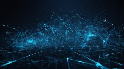 Aufkleber - Abstract Digital Technology Background With Glowing Blue Lines and Geometric Shapes Creating a Network Effect in a Dark Setting