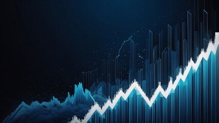 Poster - Stock Market Analysis With Digital Graph Showing Upward Trend and Data Visualization in Blue and Gray Tones