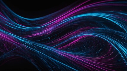 Fototapete - Colorful Abstract Waves in Vibrant Blue and Pink Hues Create a Dynamic Visual Experience on a Dark Background