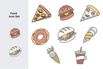 modern food icon set – minimal flat vector style for ui & apps, editable, scalable form