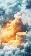 Poster - Explosive cloud formation erupts sky digital art atmospheric aerial view nature's fury
