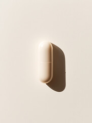 Aufkleber - Pale capsule on a soft background, casting a gentle shadow. Simplicity in form and color creates a soothing visual with minimalistic approach.