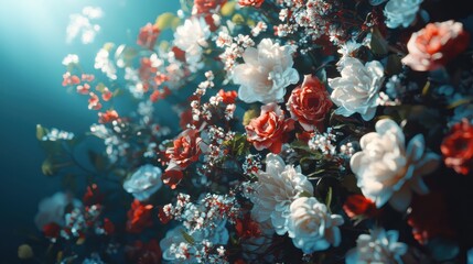 Poster - Vibrant floral display in studio setting nature photography artistic composition ethereal lighting