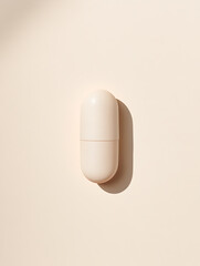Aufkleber - Minimalist, beige object with rounded edges casts a distinct shadow on a neutral background. Simple aesthetic with a clean, modern feel.