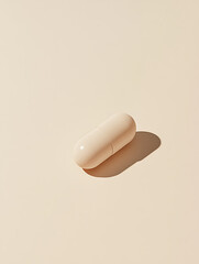 Aufkleber - Capsule medicine in a neutral tone against a matching background. Minimalist aesthetic and soft lighting creates a calming and modern look.