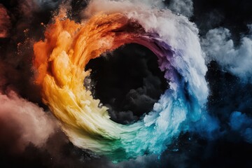 Poster - Dynamic colorful swirl formation abstract art digital illustration vibrant environment aerial perspective artistic concept