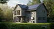 © Naru - Sustainable Home with Solar Panels and Heat Pump - Modern house featuring solar panels on the roof and a heat pump, showcasing eco-friendly design and energy efficiency