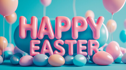 Fototapete - AI-Generated photo of inflatable pink letters 