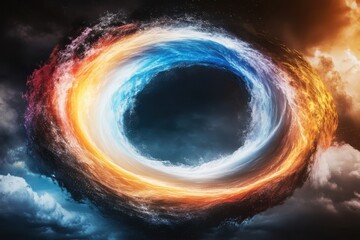 Fototapete - Dynamic cosmic vortex celestial realm abstract art surreal environment aerial view energy and motion