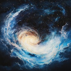 Poster - Cosmic swirl of a galaxy outer space digital art starry background wide angle astronomical wonder