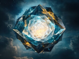 Fototapete - Dynamic energy sphere cosmic realm digital art stunning visuals abstract perspective conceptual design