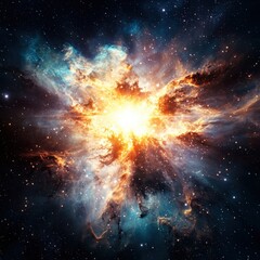 Poster - Cosmic explosion event outer space digital art nebula wide angle stellar formation