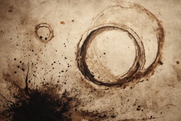 Poster - Vintage-inspired textured paper background with stains, splashes, and coffee cup rings, creating an aged and artistic design with a rich, warm color palette.