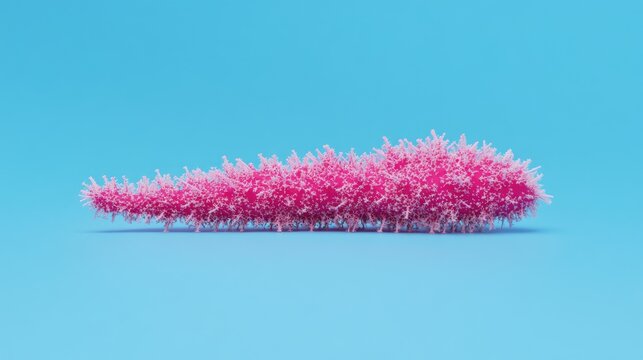 Abstract pink fluffy shape on a vibrant backdrop.