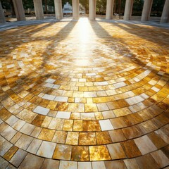 Poster - Captivating golden mosaic pattern ancient temple photography serenity ground level artistic beauty