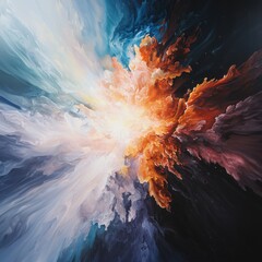 Poster - Dynamic cosmic explosion abstract art digital illustration vibrant colors aerial perspective surreal concept