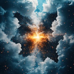 Poster - Celestial explosion event in the cosmos digital art abstract environment cosmic viewpoint space concept