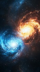 Poster - Cosmic dance of galaxies outer space digital artwork stellar environment vibrant viewpoint celestial concepts