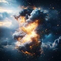 Poster - Celestial explosion outer space digital art cosmic environment dynamic view universe concept