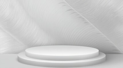 Poster - Minimalist White Pedestal Against Smooth Textured Background for Displaying Products or Art Objects in a Clean and Elegant Setting
