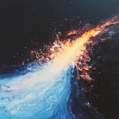 Poster - Cosmic eruption event in outer space digital artwork vibrant starscape abstract viewpoint galactic concept