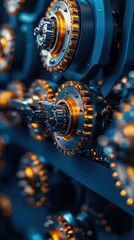 Poster - Industrial machinery operation factory floor close-up photography high-tech environment dynamic perspective