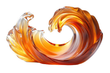 Poster - Elegant abstract sculpture made of transparent amber glass with smooth flowing curves and natural light reflections enhancing its beauty