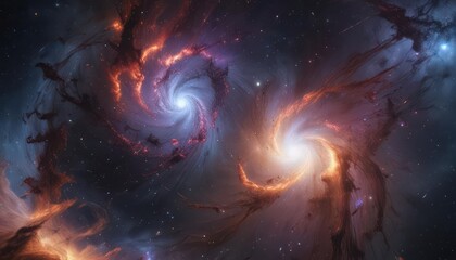 Wall Mural - Swirling nebulae, abstract star constellations,  cosmos,  night sky,  swirl