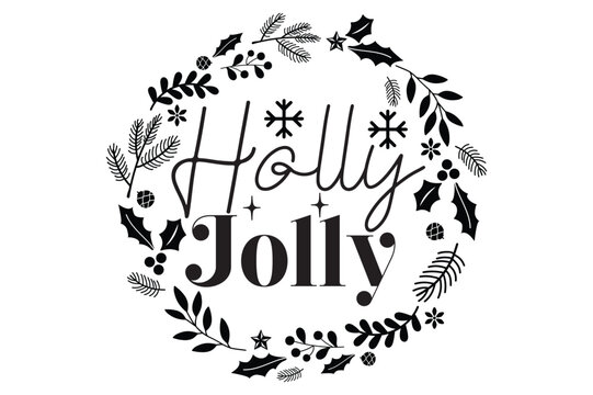 Holly Jolly, Christmas Ornament SVG design