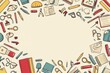 © Tom - Delightful school-themed design featuring colorful educational tools arranged artistically with ample space for creative heading placement